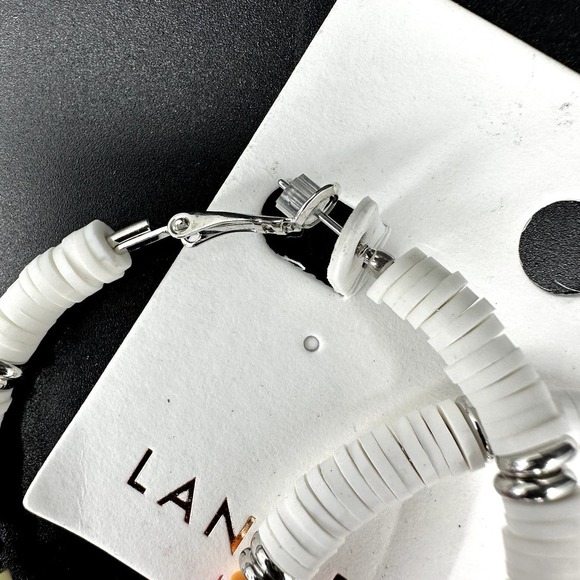 Lane Bryant Hoops Earrings Rainbow Color Disc Beads Silver Plated - Picture 5 of 6